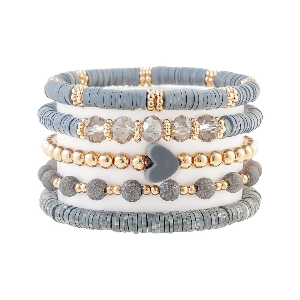 Heishi Beaded Stretch Bracelets for Women Stackable Polymer Clay Beads
